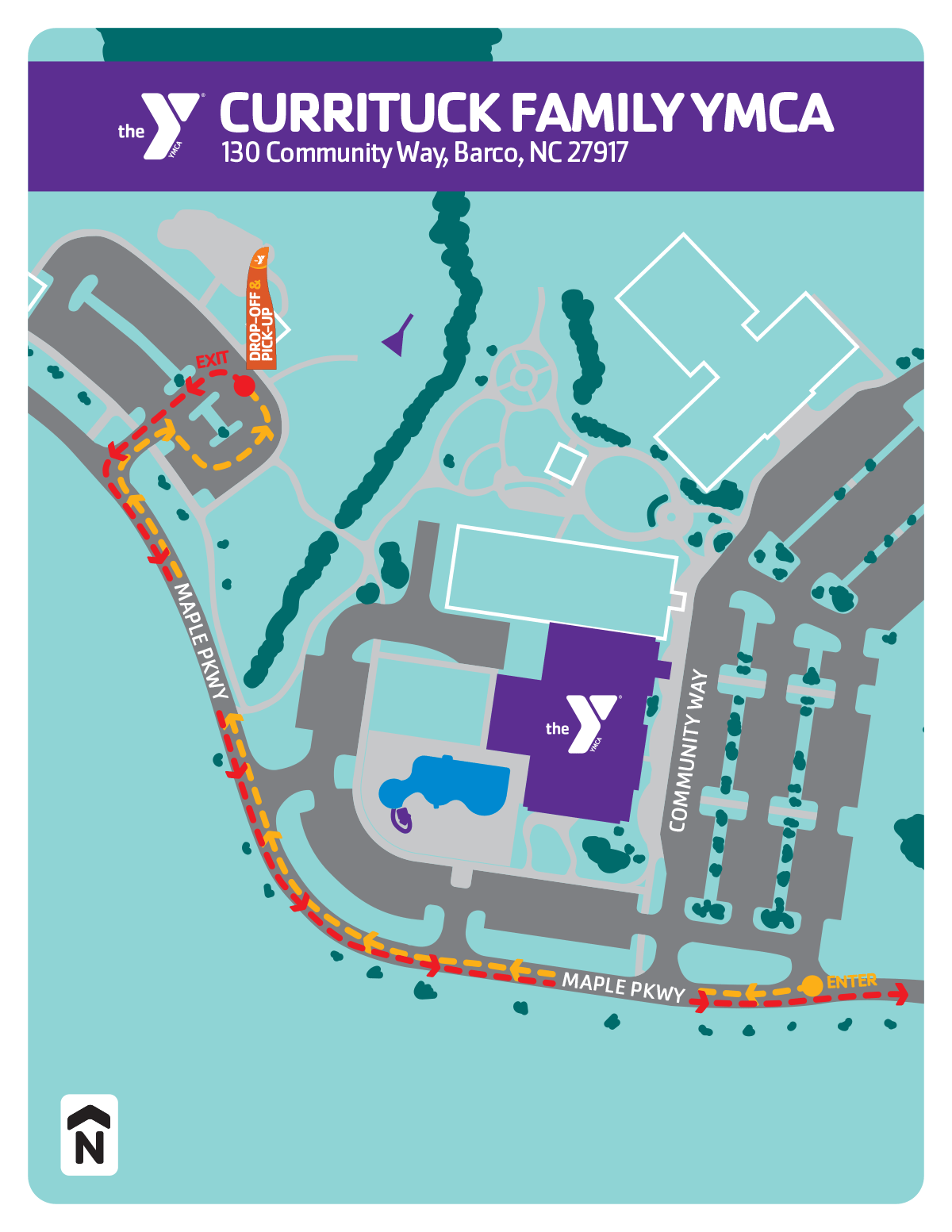 Summer camp drop-off & pick-up locations for the Currituck Family YMCA