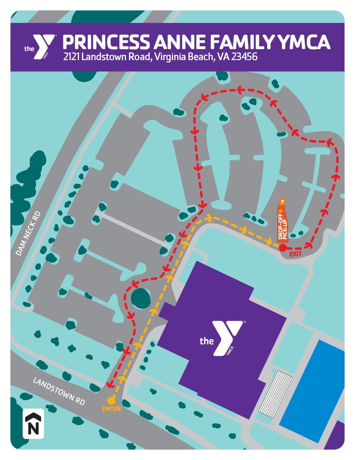 Summer camp drop-off & pick-up locations for the Princess Anne Family YMCA
