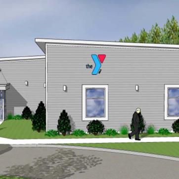 Artist rendering of the front view of the Northampton County YMCA