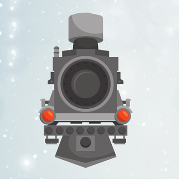 Snowy background with illustration of a train