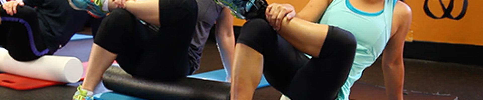 women stretching