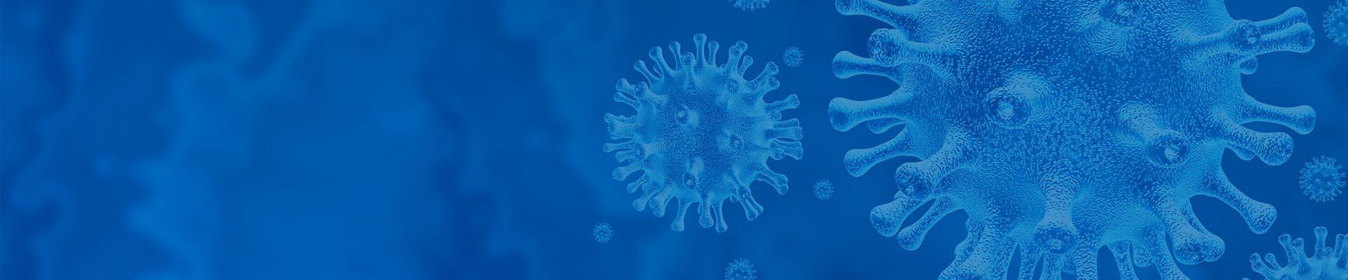 3D rendering of virus against blue background